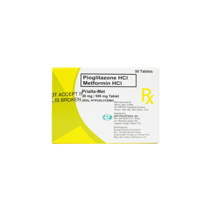 PRIALTA-MET Pioglitazone Hydrochloride / Metformin Hydrochloride 30mg ...